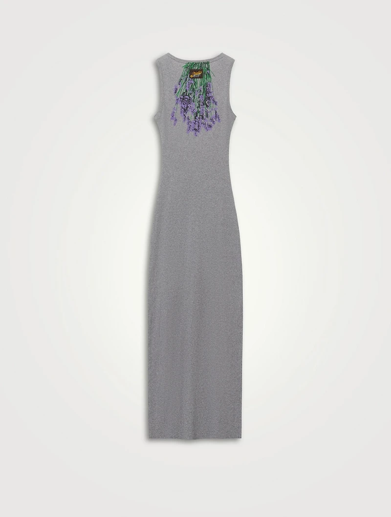 Loewe x Paula's Ibiza Jersey Midi Dress Lavender Print