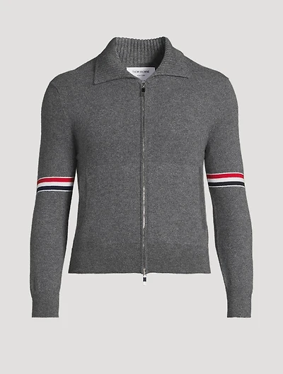 Cashmere Zip-Front Cardigan