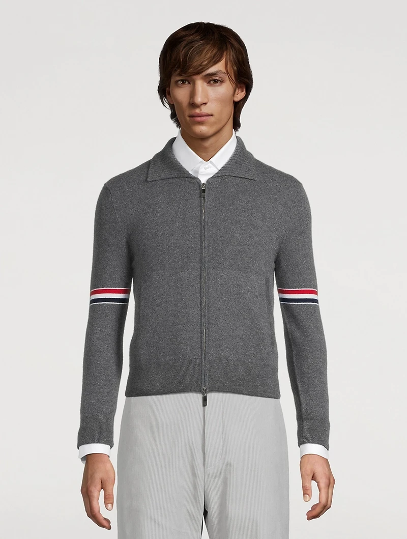 Cashmere Zip-Front Cardigan