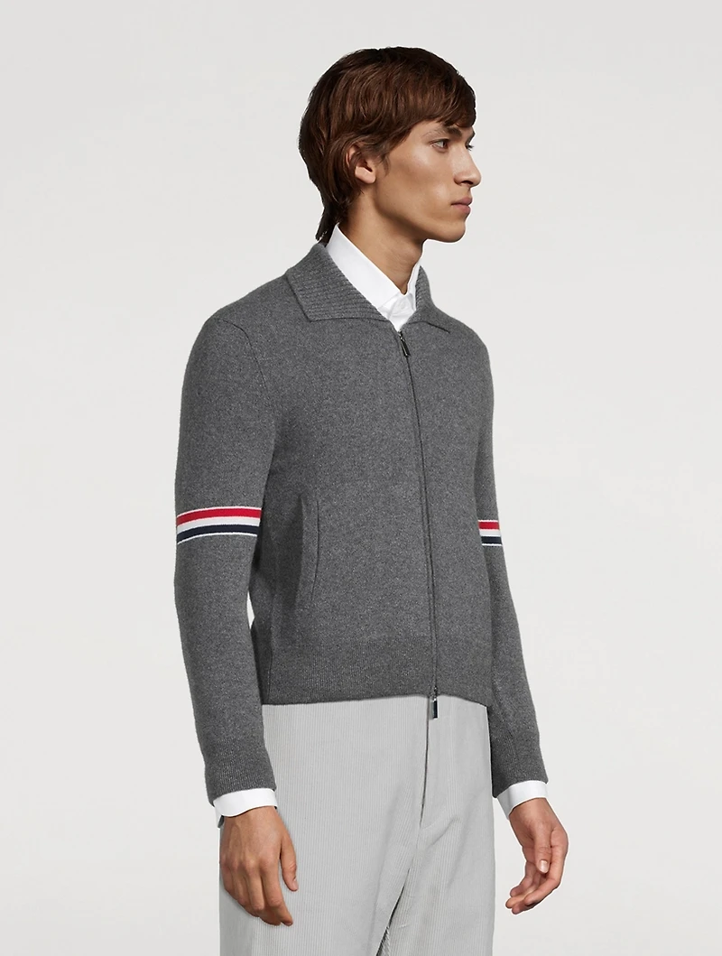 Cashmere Zip-Front Cardigan