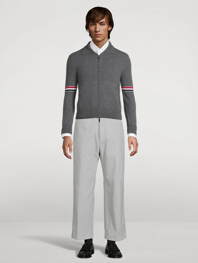 Cashmere Zip-Front Cardigan