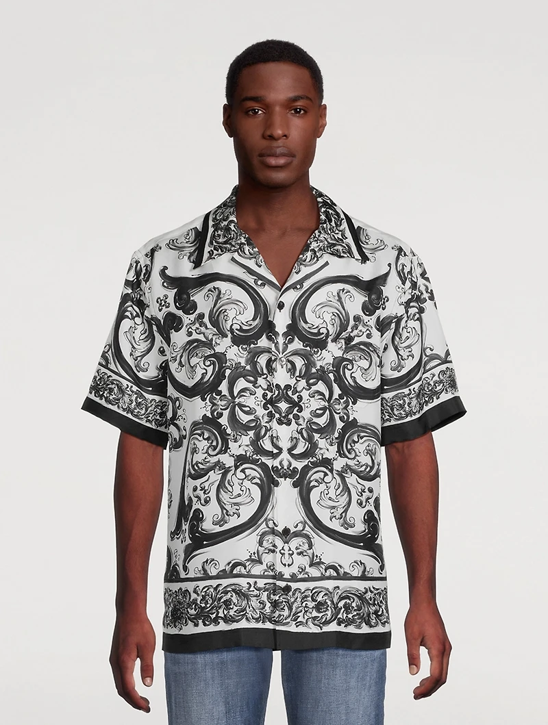 Silk Camp Shirt Majolica Print