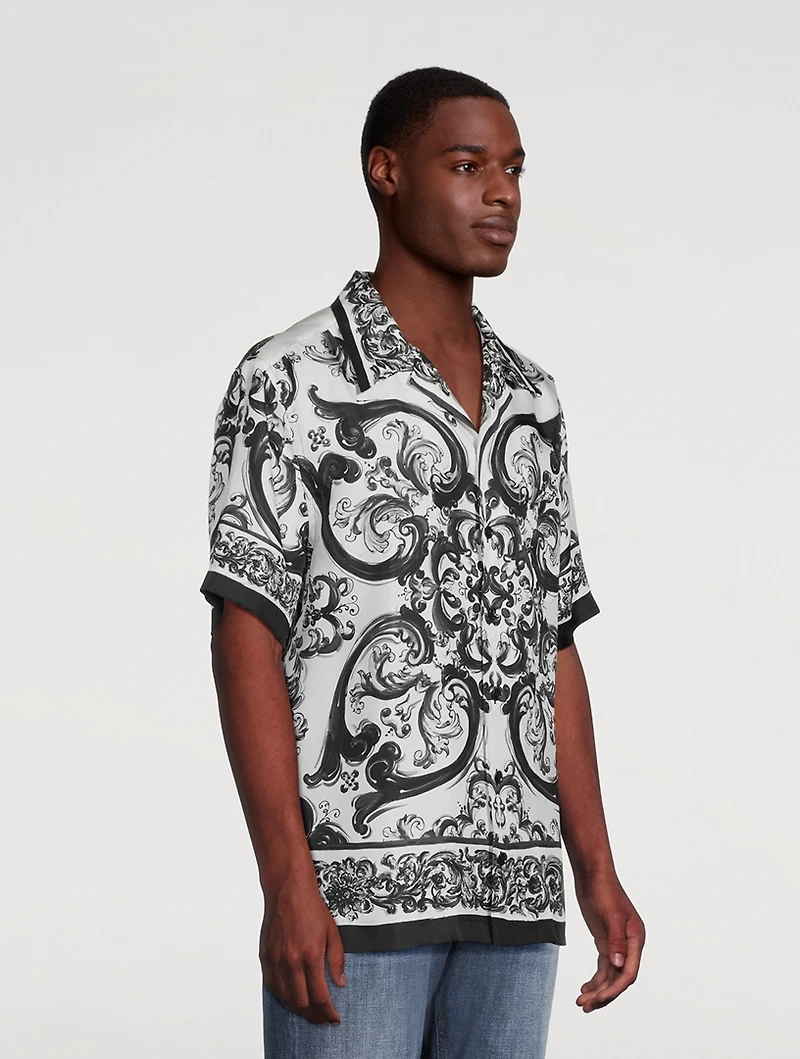 Silk Camp Shirt Majolica Print