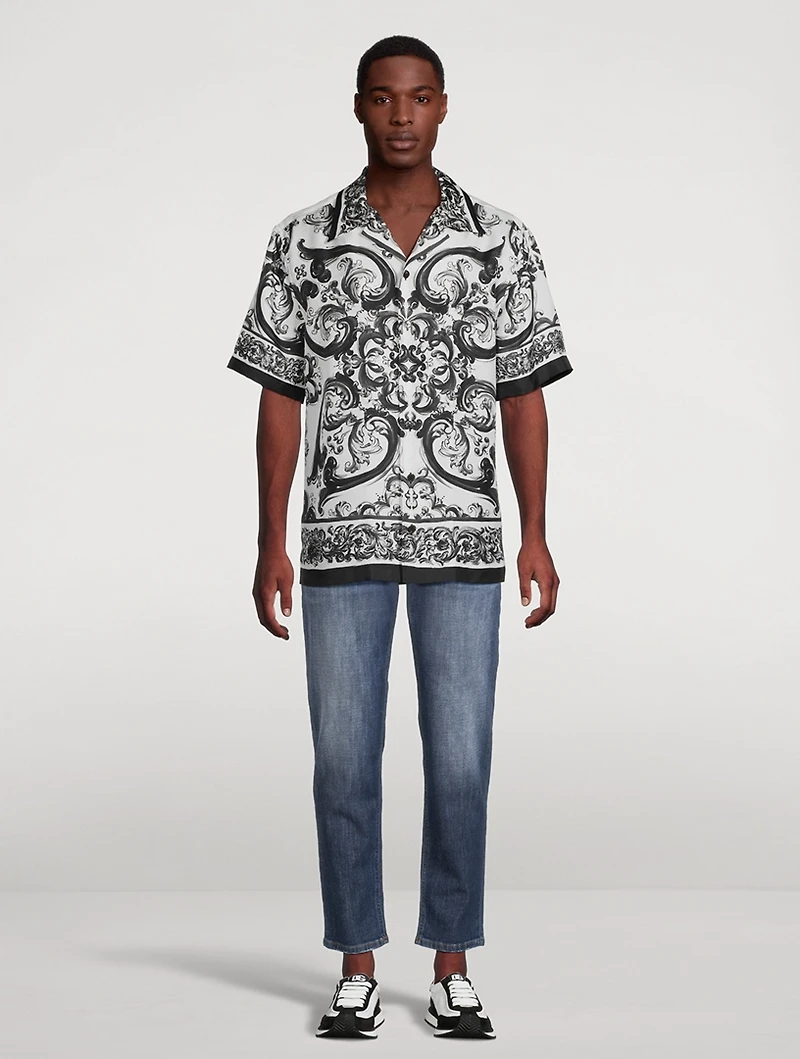 Silk Camp Shirt Majolica Print