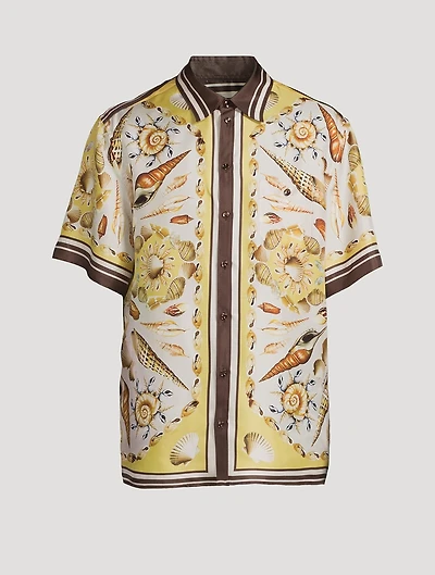 Silk Printed Short-Sleeve Shirt