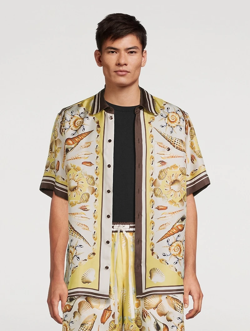 Silk Printed Short-Sleeve Shirt