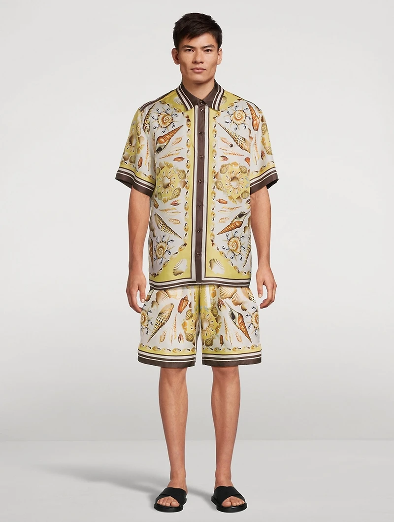 Silk Printed Short-Sleeve Shirt