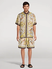 Silk Printed Short-Sleeve Shirt