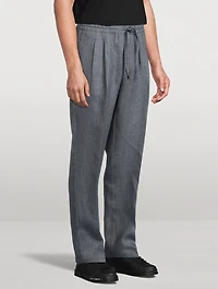 Washed Linen Canvas Pants