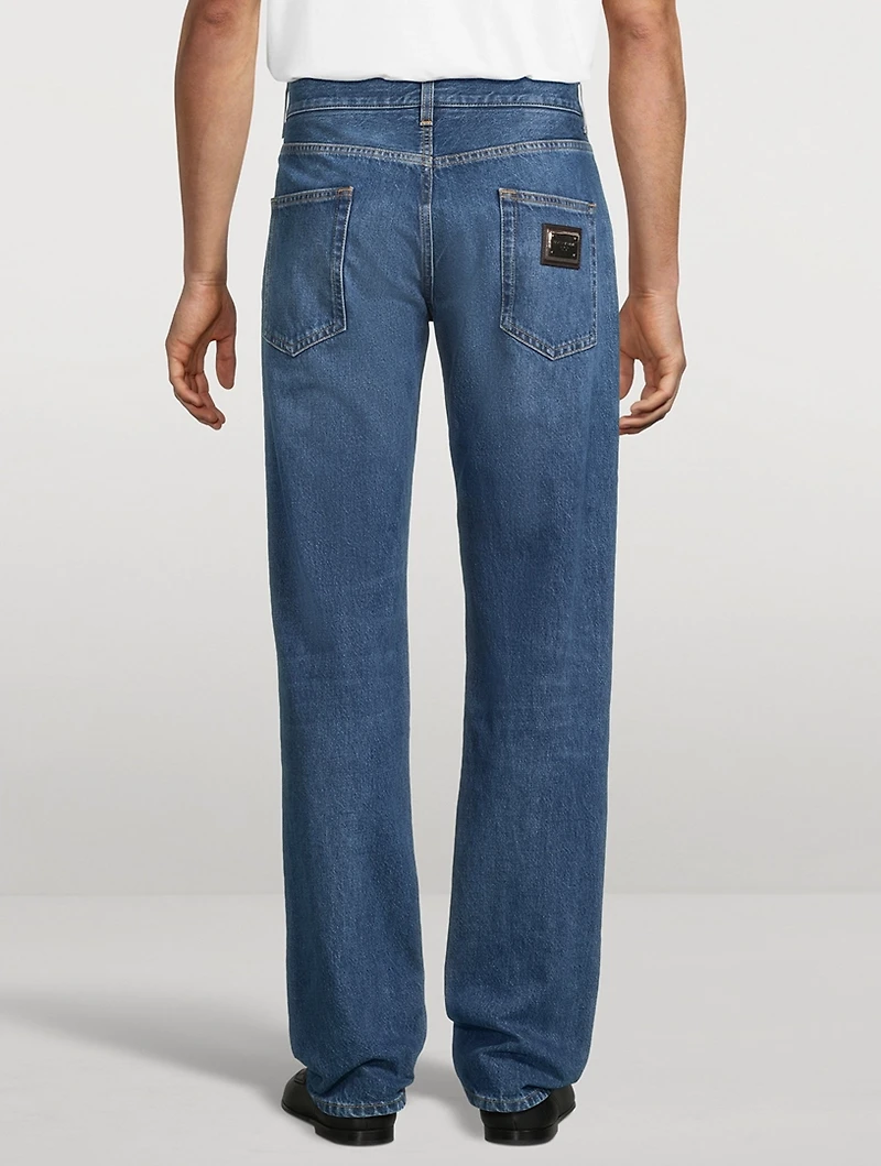 Pleated Straight Jeans
