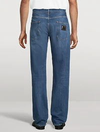 Pleated Straight Jeans