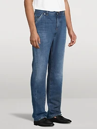 Pleated Straight Jeans