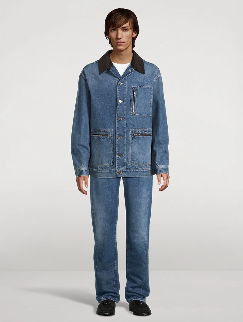 Pleated Straight Jeans