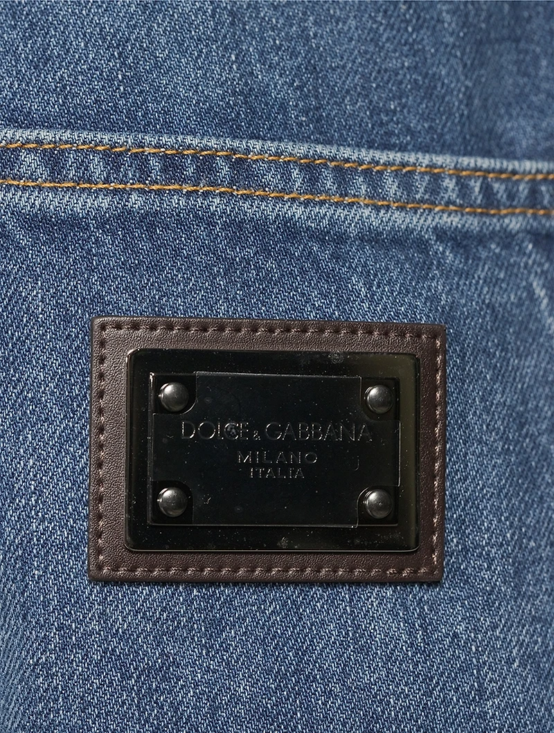 Pleated Straight Jeans