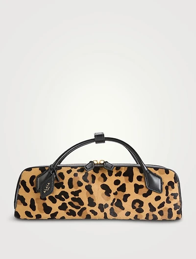 Le Teckel Calf Hair Clutch In Leopard Print