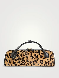 Le Teckel Calf Hair Clutch In Leopard Print