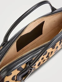 Le Teckel Calf Hair Clutch In Leopard Print