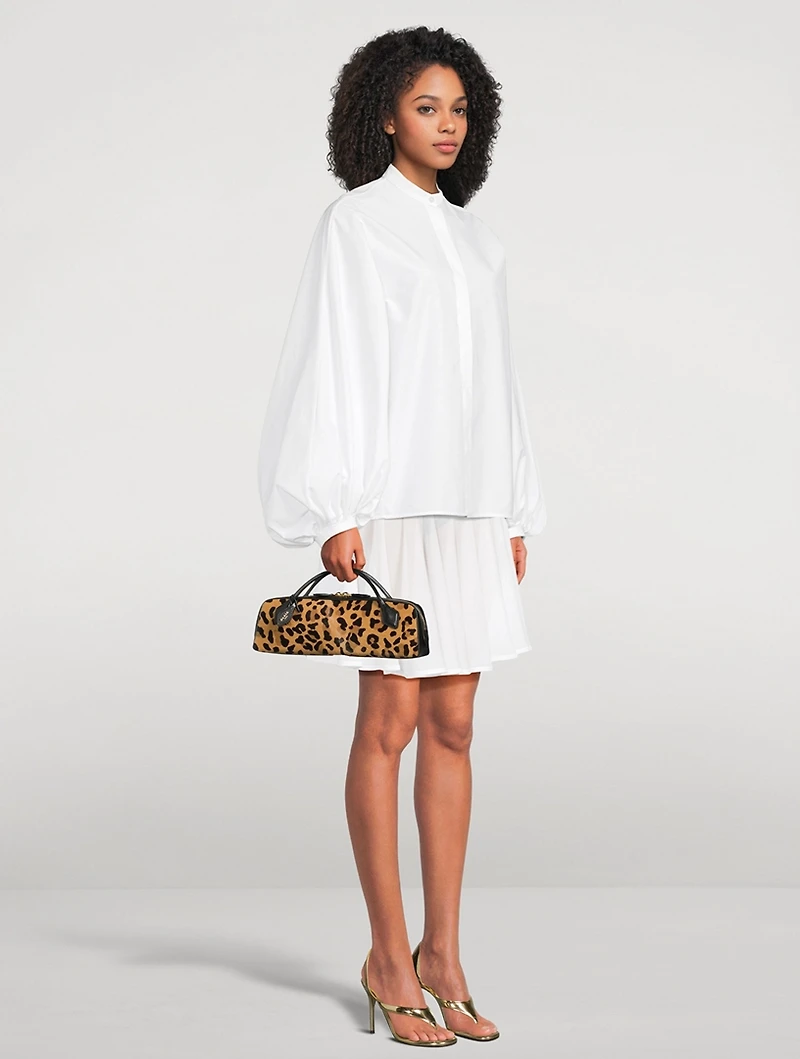 Le Teckel Calf Hair Clutch In Leopard Print