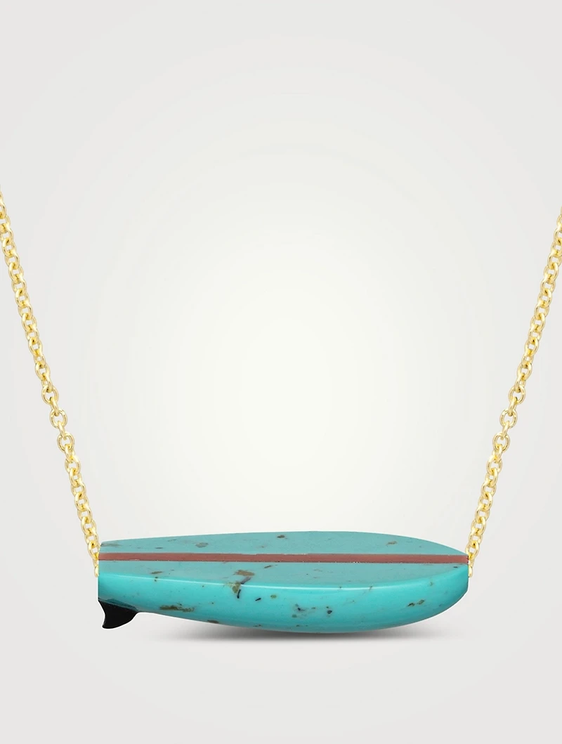 9K Gold Surf Turquoise Pendant Necklace