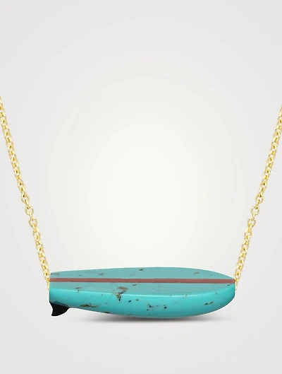 9K Gold Surf Turquoise Pendant Necklace