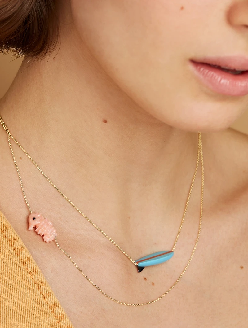 9K Gold Surf Turquoise Pendant Necklace