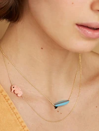 9K Gold Surf Turquoise Pendant Necklace