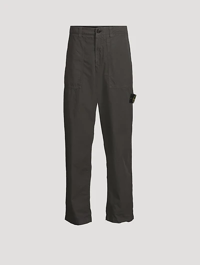 Cotton Canvas Straight-Leg Pants