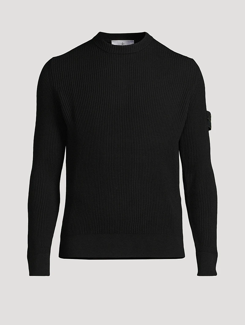 Wool Ribbed Knit Sweater
