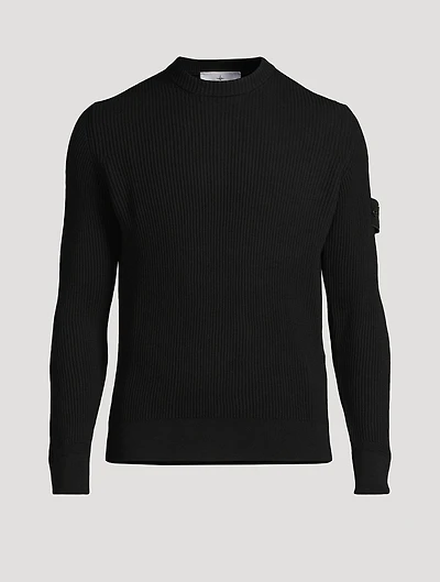 Wool Ribbed Knit Sweater