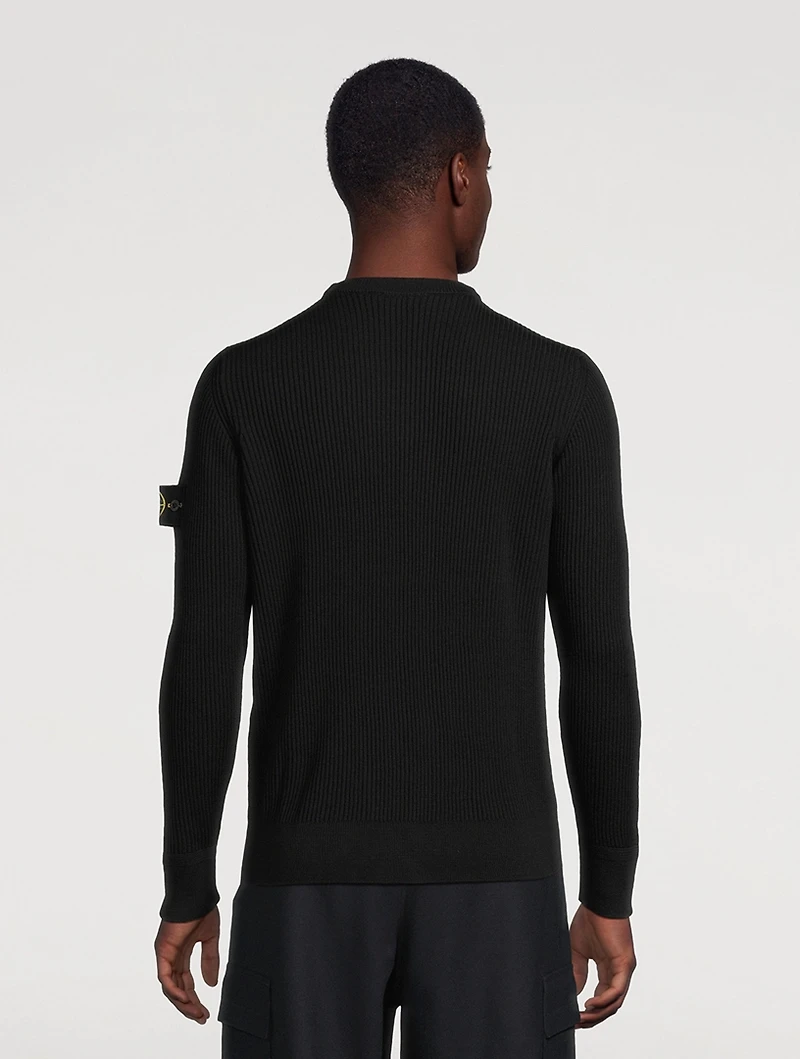 Wool Ribbed Knit Sweater