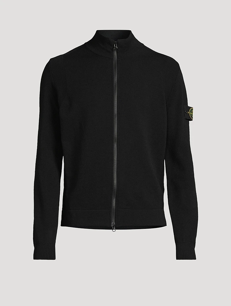 Wool-Blend Zip Cardigan