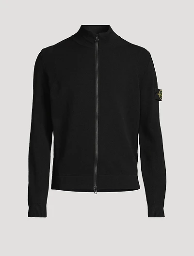 Wool-Blend Zip Cardigan