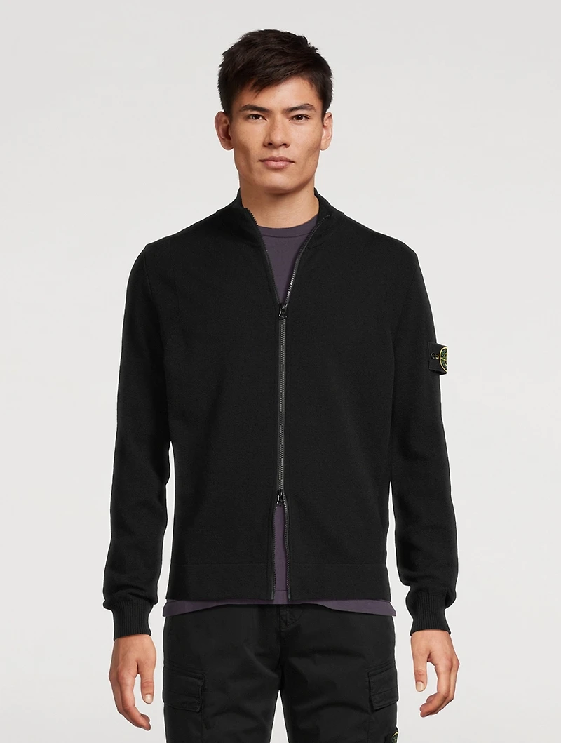 Wool-Blend Zip Cardigan