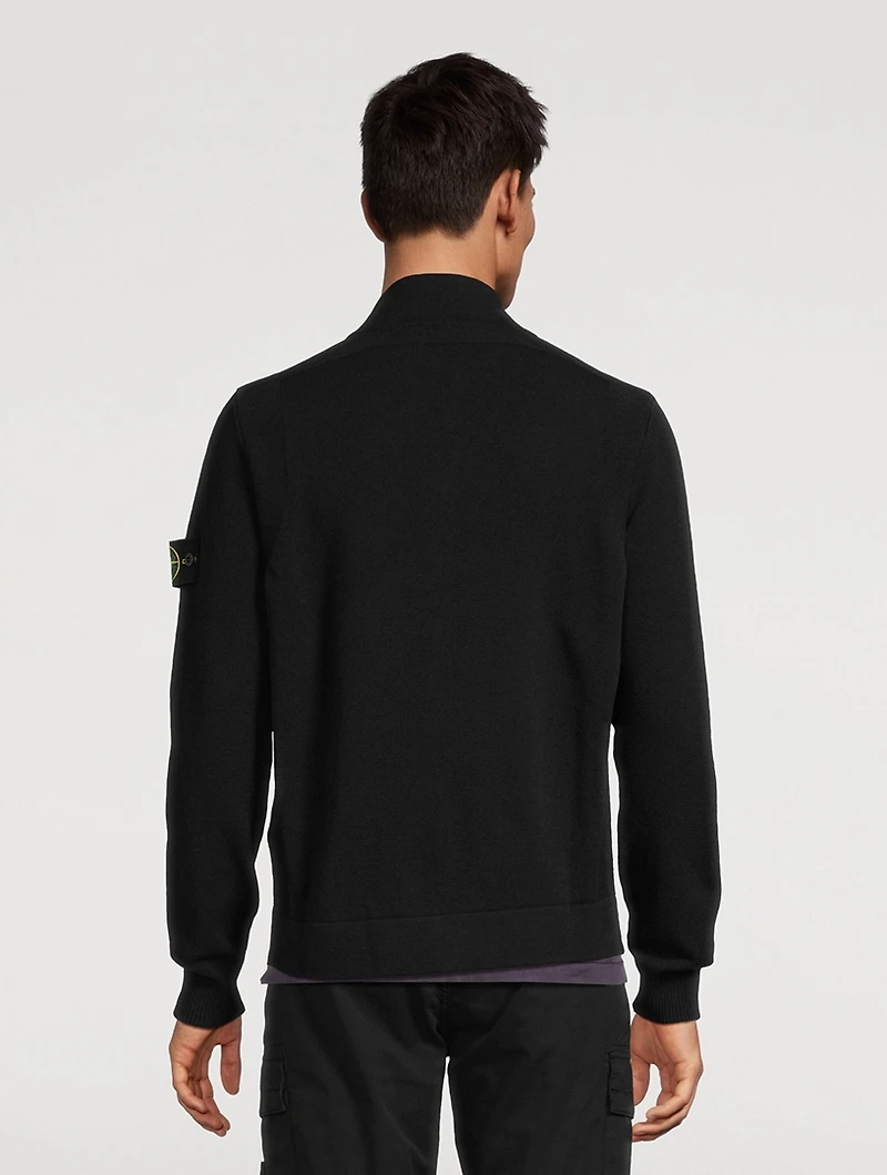 Wool-Blend Zip Cardigan