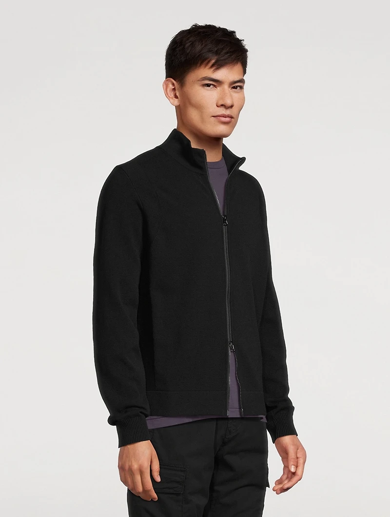 Wool-Blend Zip Cardigan