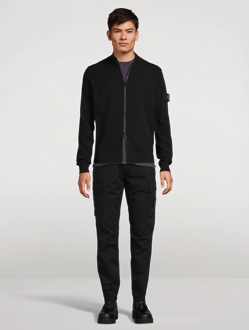 Wool-Blend Zip Cardigan