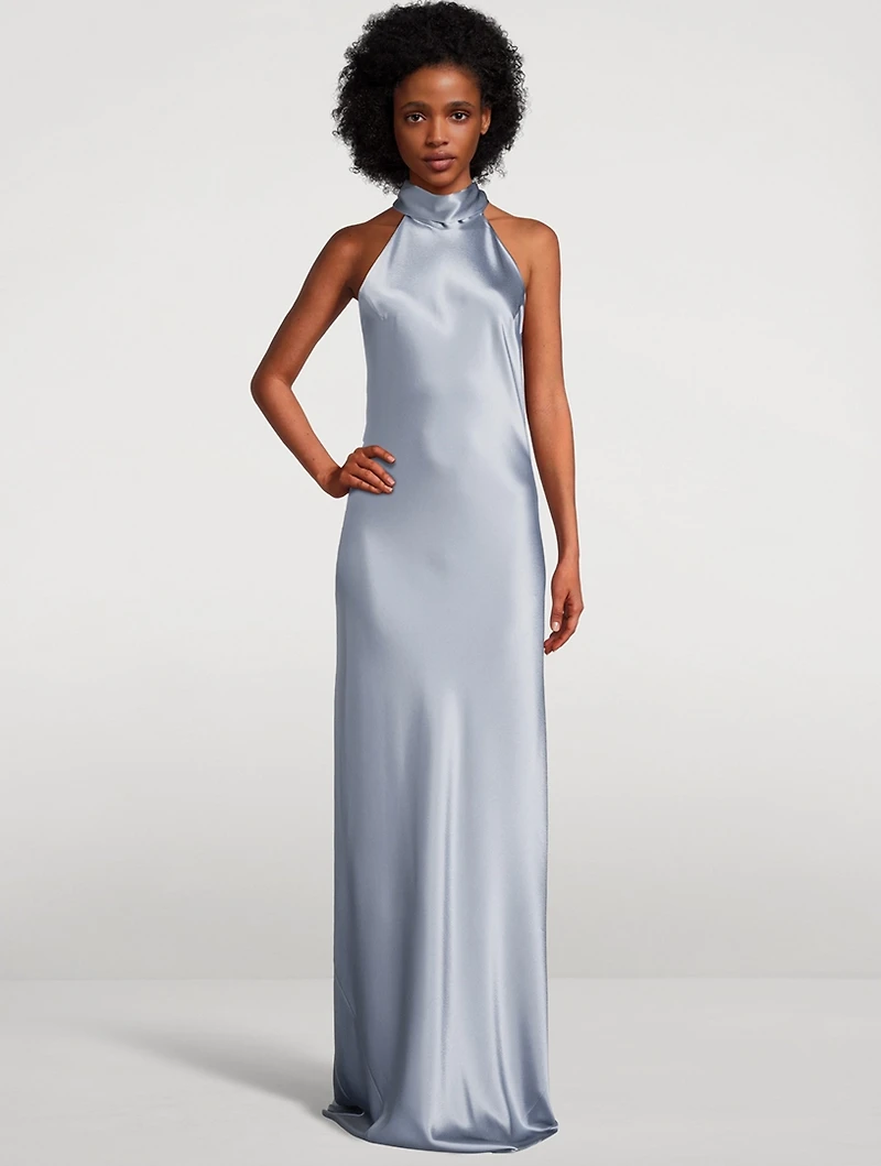 Sienna Satin Halter Gown