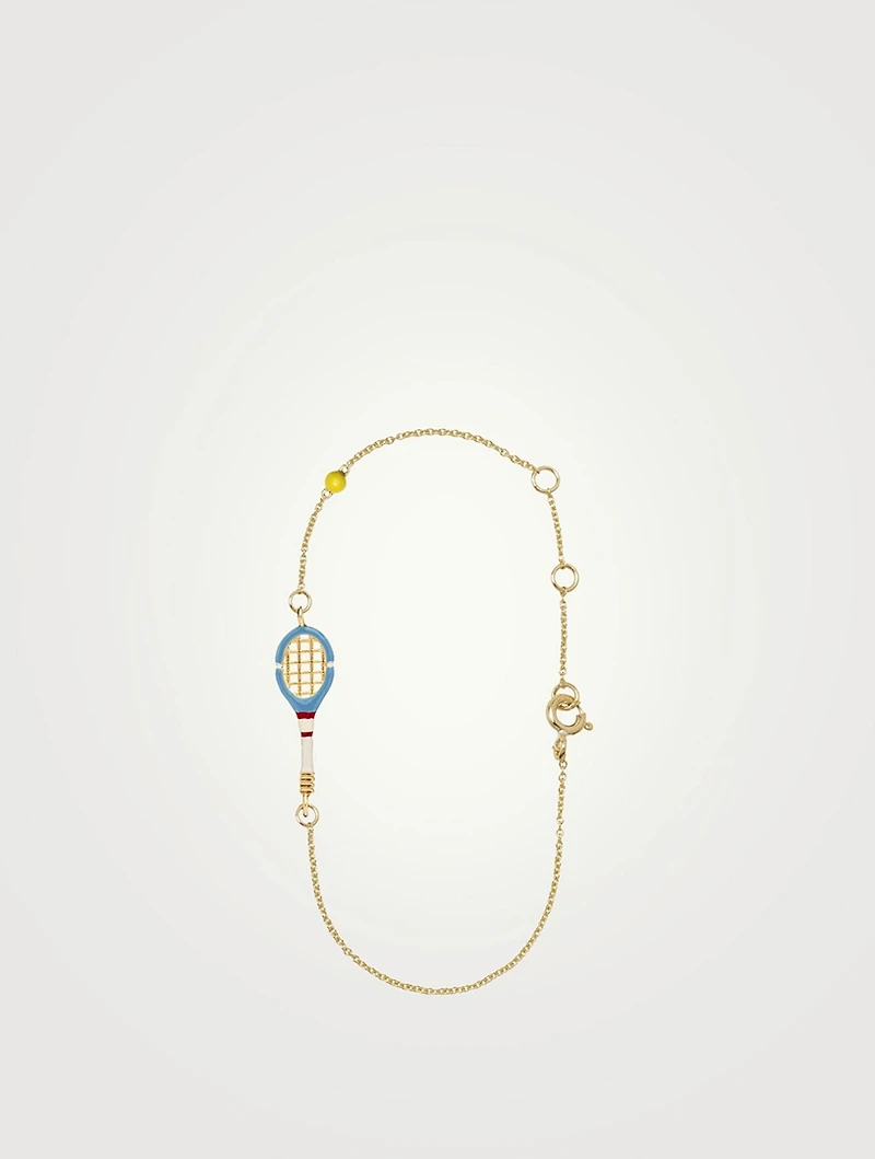 9K Gold Tennis Pelota Enamel Bracelet