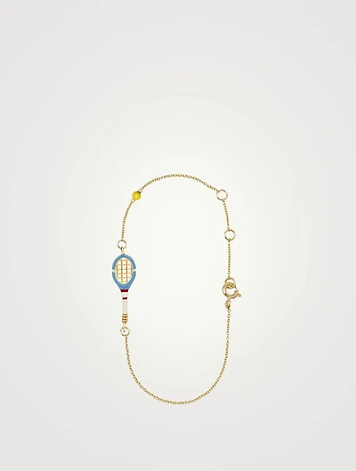 9K Gold Tennis Pelota Enamel Bracelet