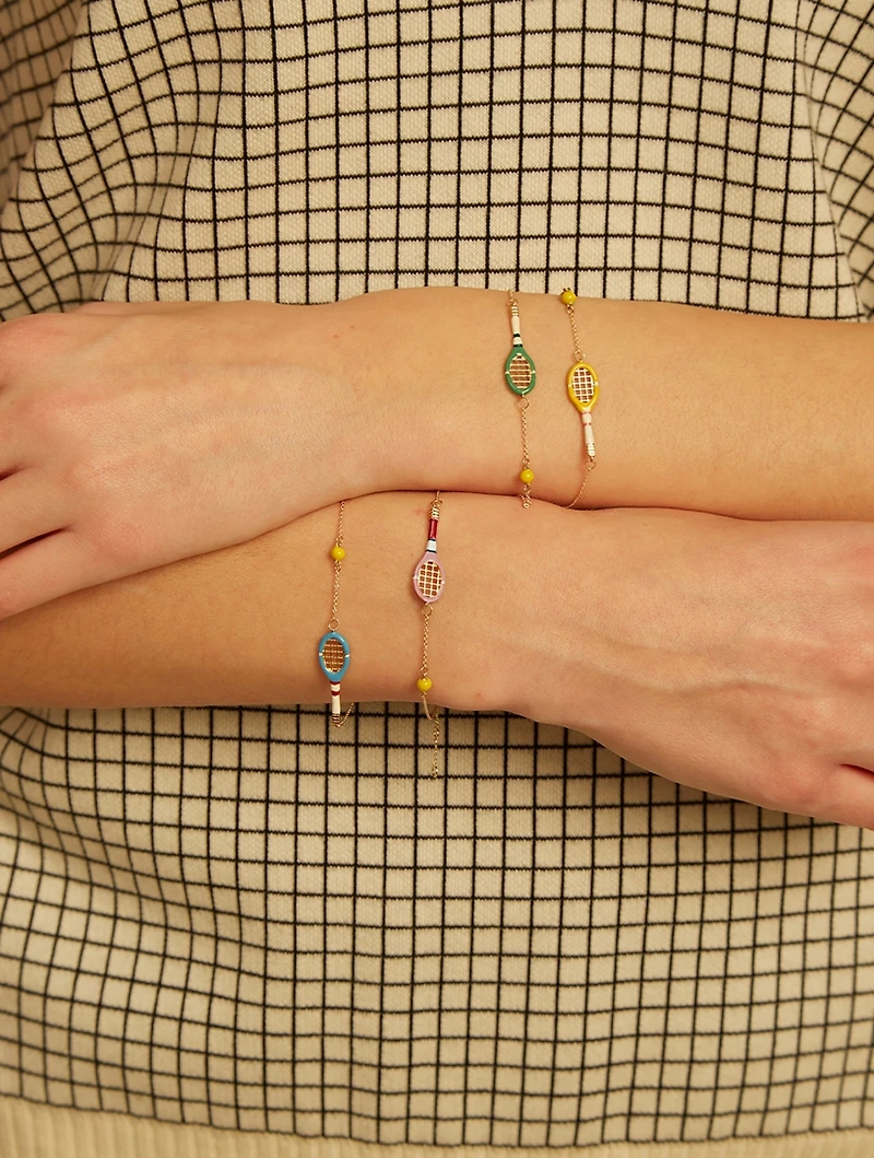 9K Gold Tennis Pelota Enamel Bracelet