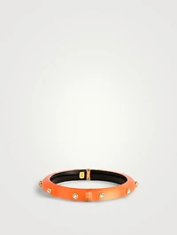 Crystal Studded Lucite Hinge Bangle Bracelet