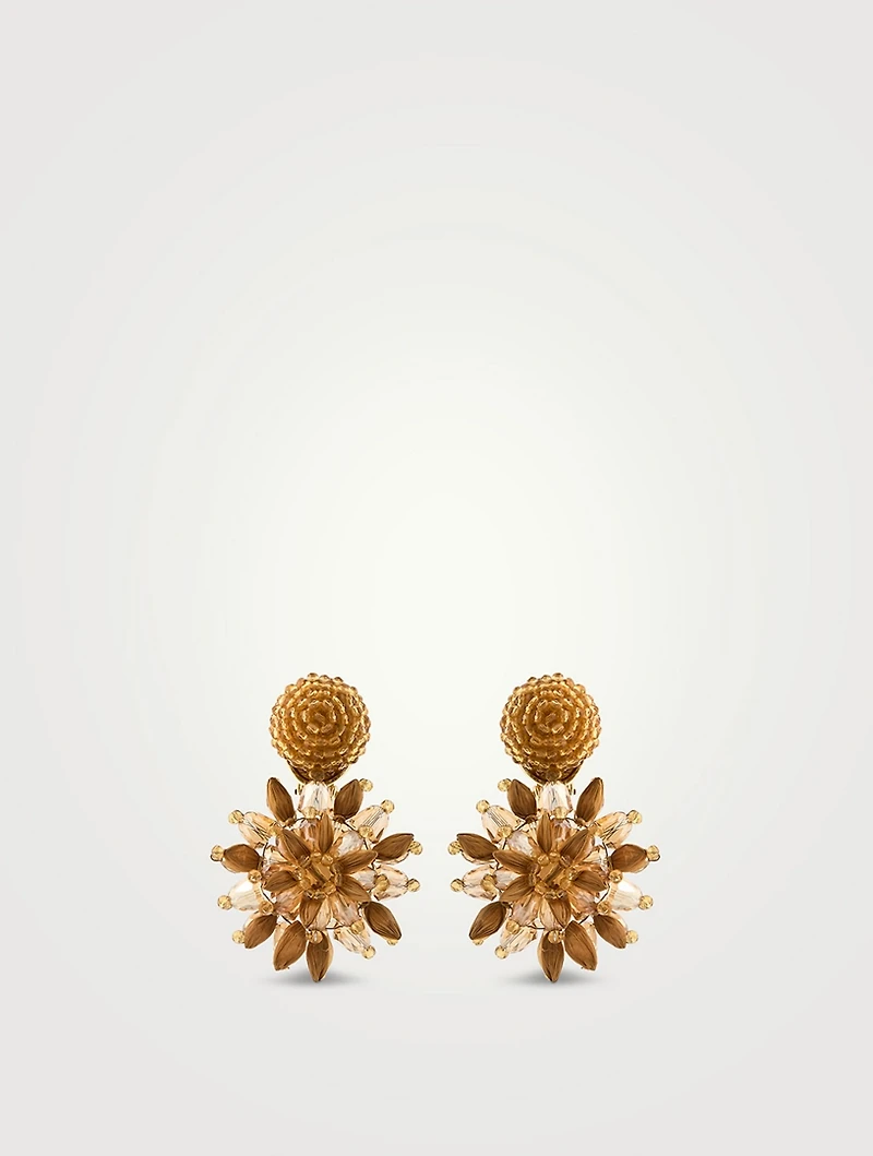 Beaded Raffia Sun Earrings