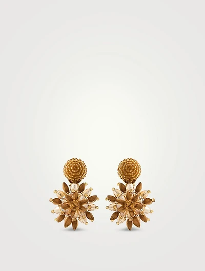 Beaded Raffia Sun Earrings