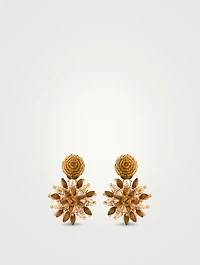Beaded Raffia Sun Earrings