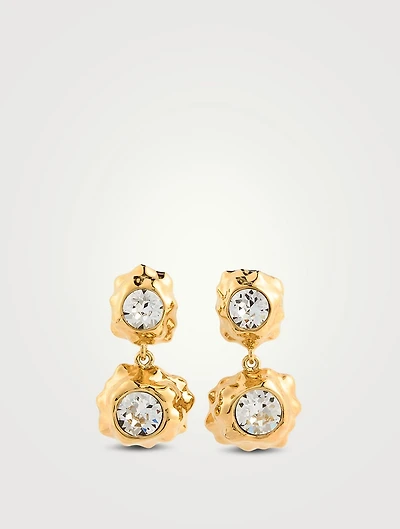 Textured Scramble Crystal Double Drop Earrings