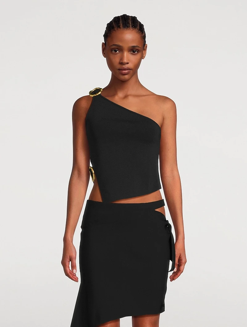 Valeria Embellished One-Shoulder Top