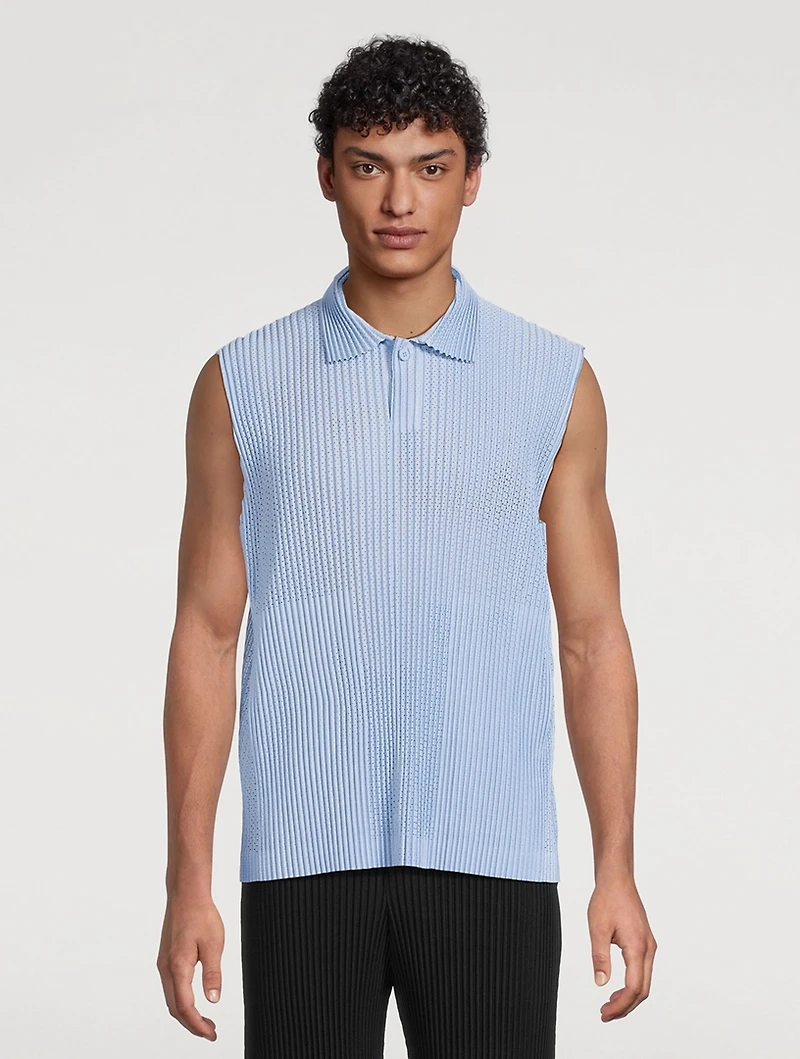 Light Mesh Sleeveless Polo Shirt