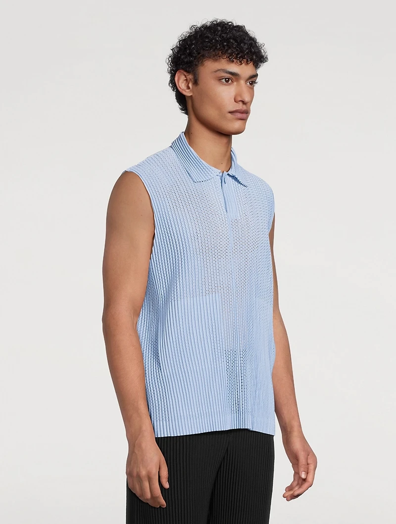 Light Mesh Sleeveless Polo Shirt