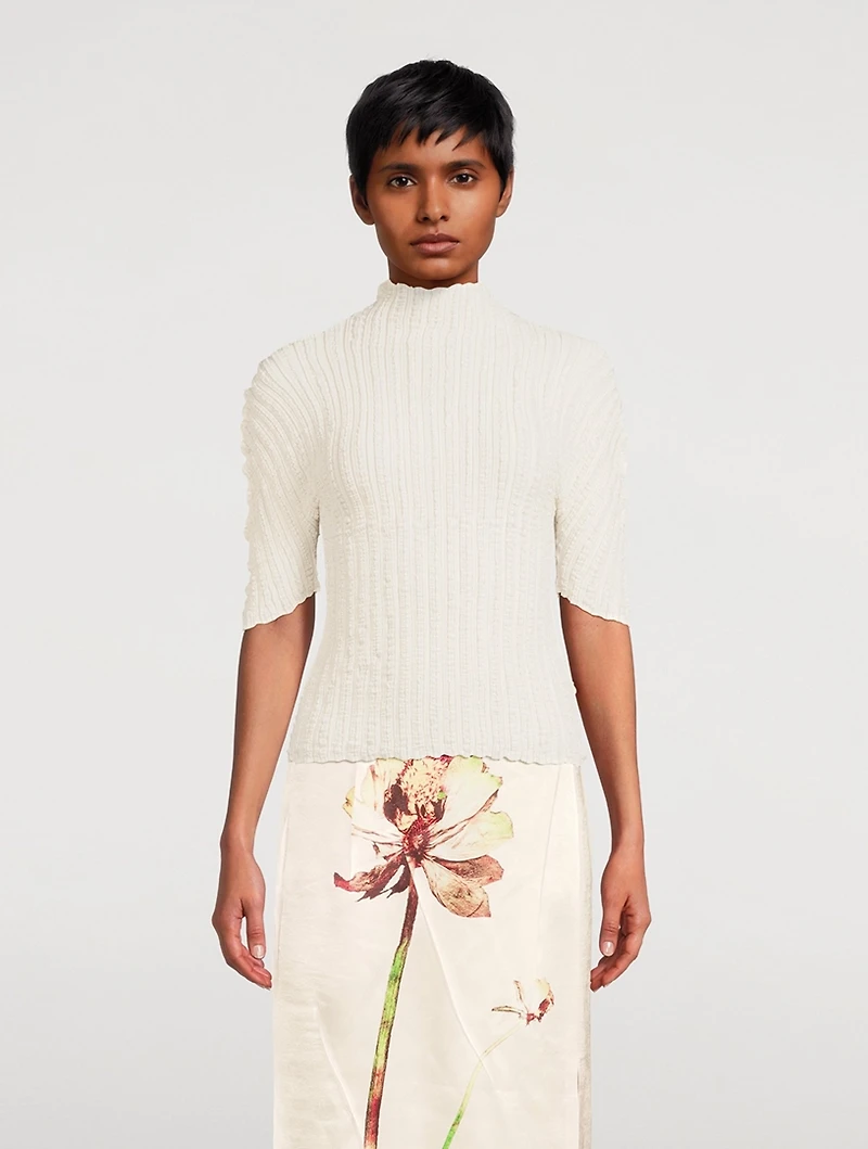 Jellyfish Pleats Mockneck Top