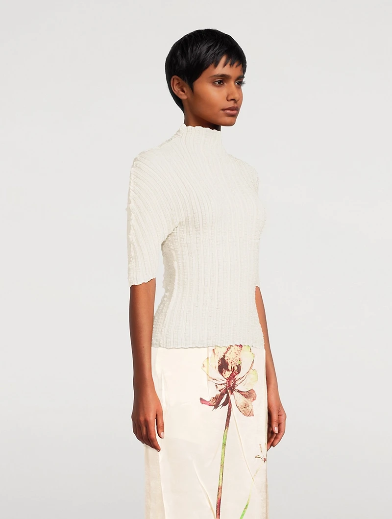 Jellyfish Pleats Mockneck Top